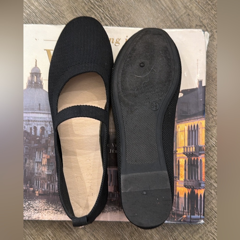 Danskin Black Mary Jane Knit Flats with Strap
